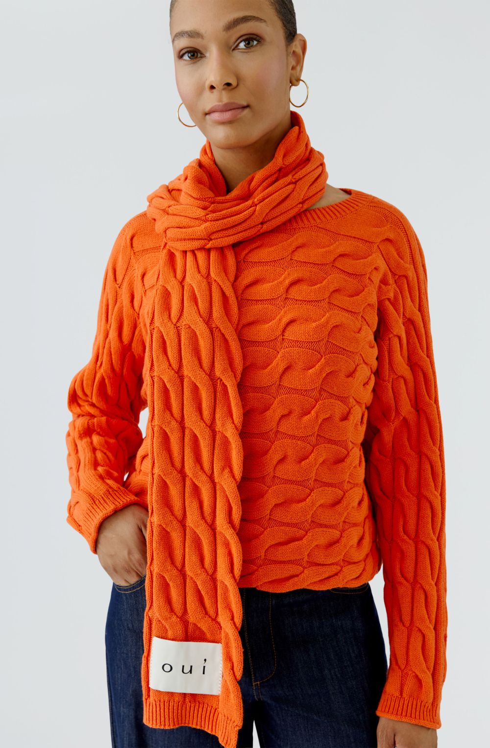 Orangeade Cable Knit Scarf