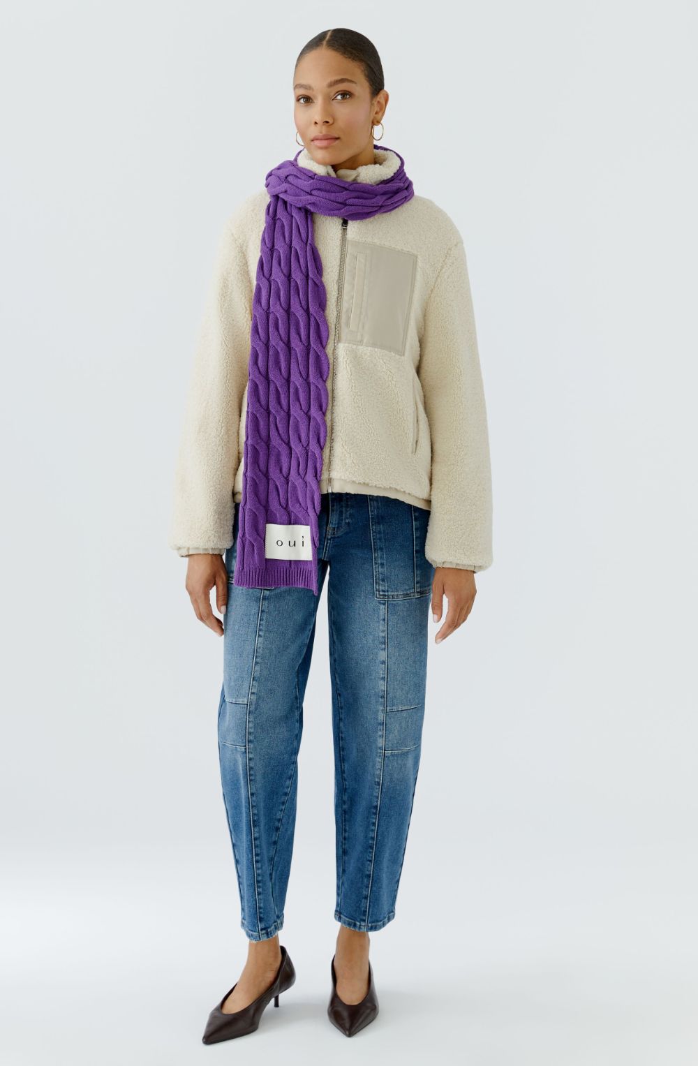Purple Cable Knit Scarf
