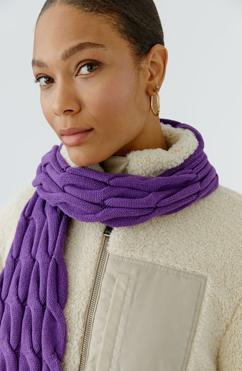 Purple Cable Knit Scarf