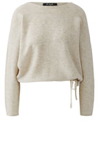Light Beige Melange Drawstring Hem Jumper