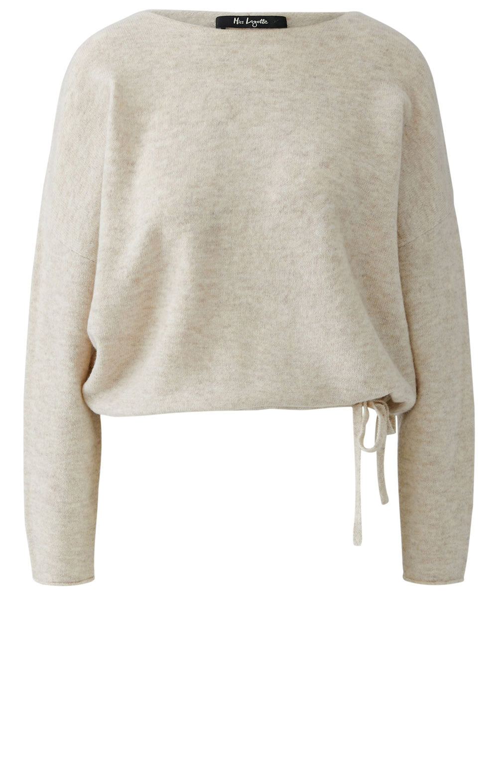 Light Beige Melange Drawstring Hem Jumper