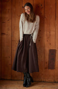 Light Beige Melange Drawstring Hem Jumper