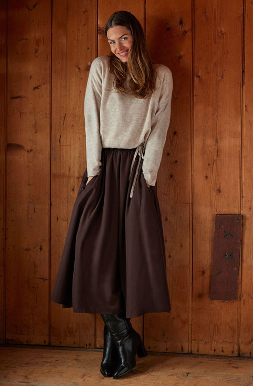 Light Beige Melange Drawstring Hem Jumper