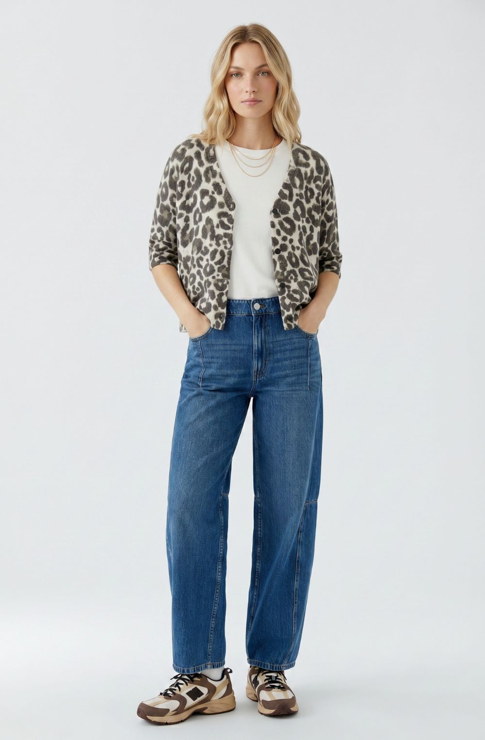 Light Stone Taupe Leopard Print Reversible Cardigan