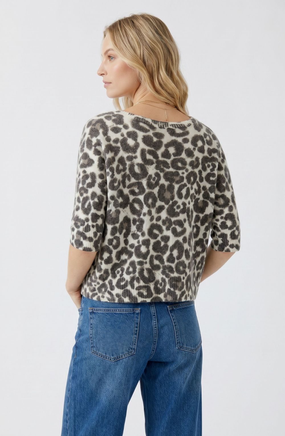 Light Stone Taupe Leopard Print Reversible Cardigan