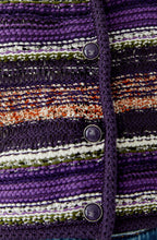 Purple Striped Woven Knit Cardigan