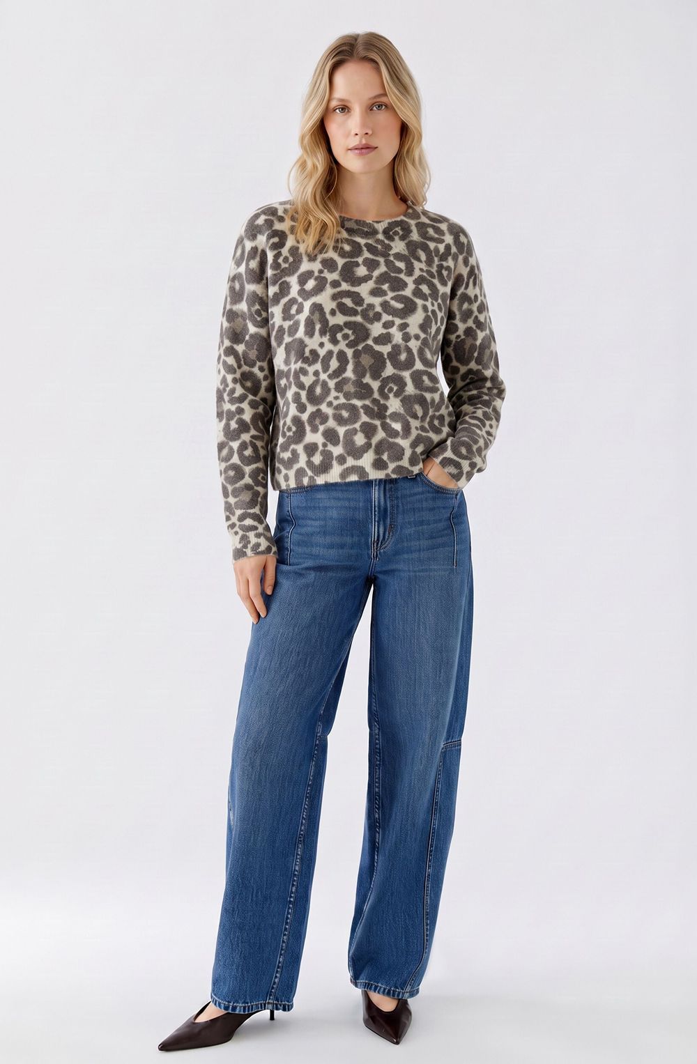 Light Stone Taupe Animal Print Jumper