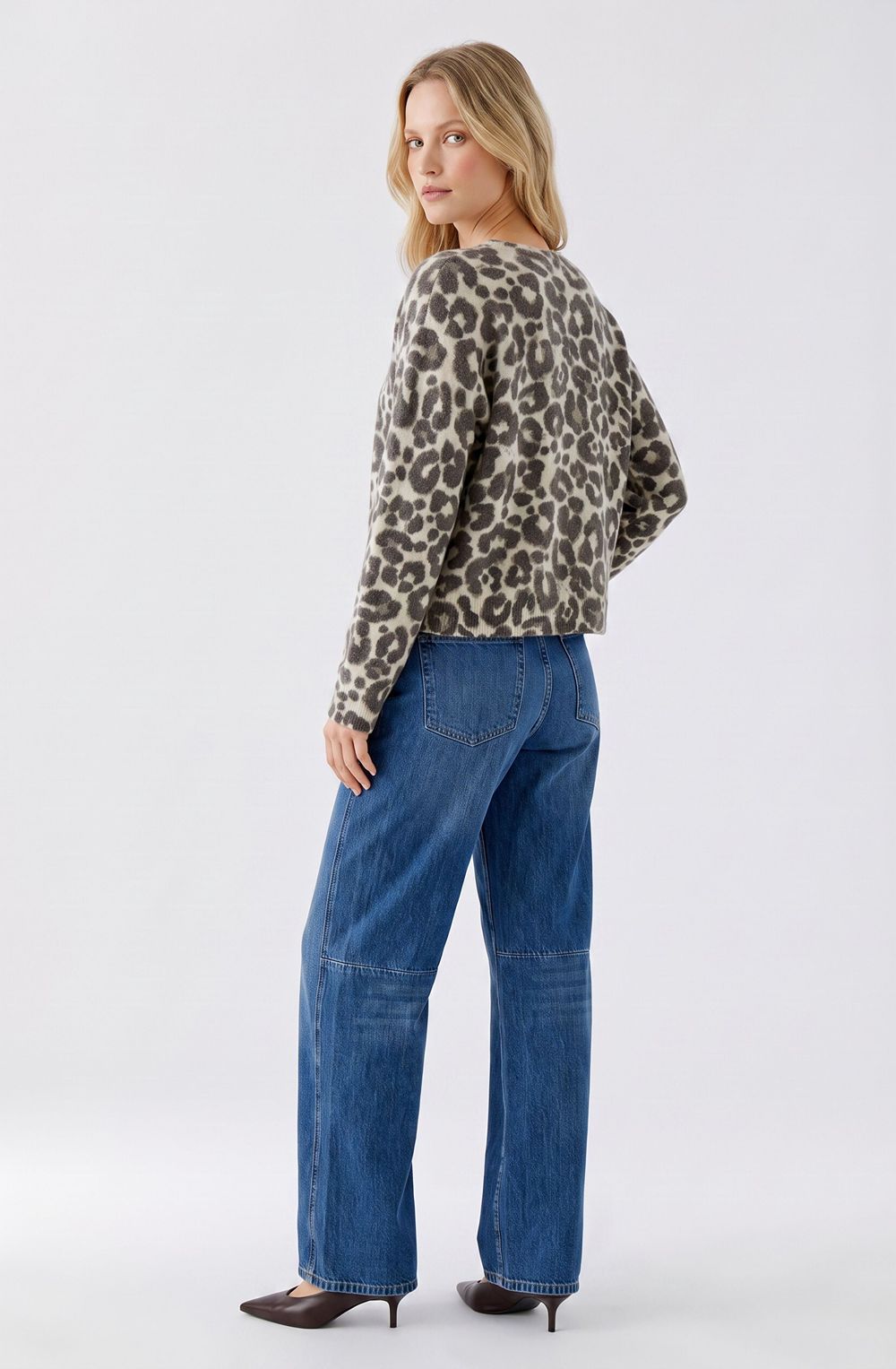 Light Stone Taupe Animal Print Jumper