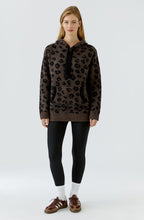 Brown Grey and Black Leopard Print Hooded Jumper