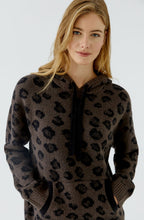 Brown Grey and Black Leopard Print Hooded Jumper