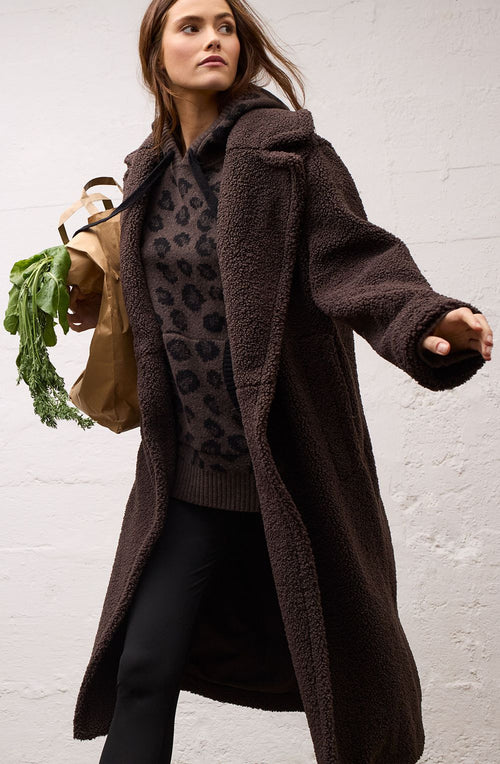 Brown Grey and Black Leopard Print Hooded Jumper
