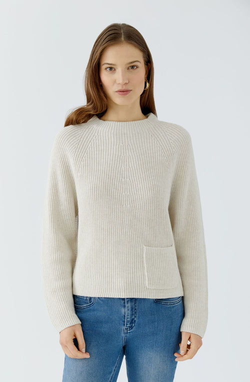Off-White Stand Up Collar Single Pocket Jumper