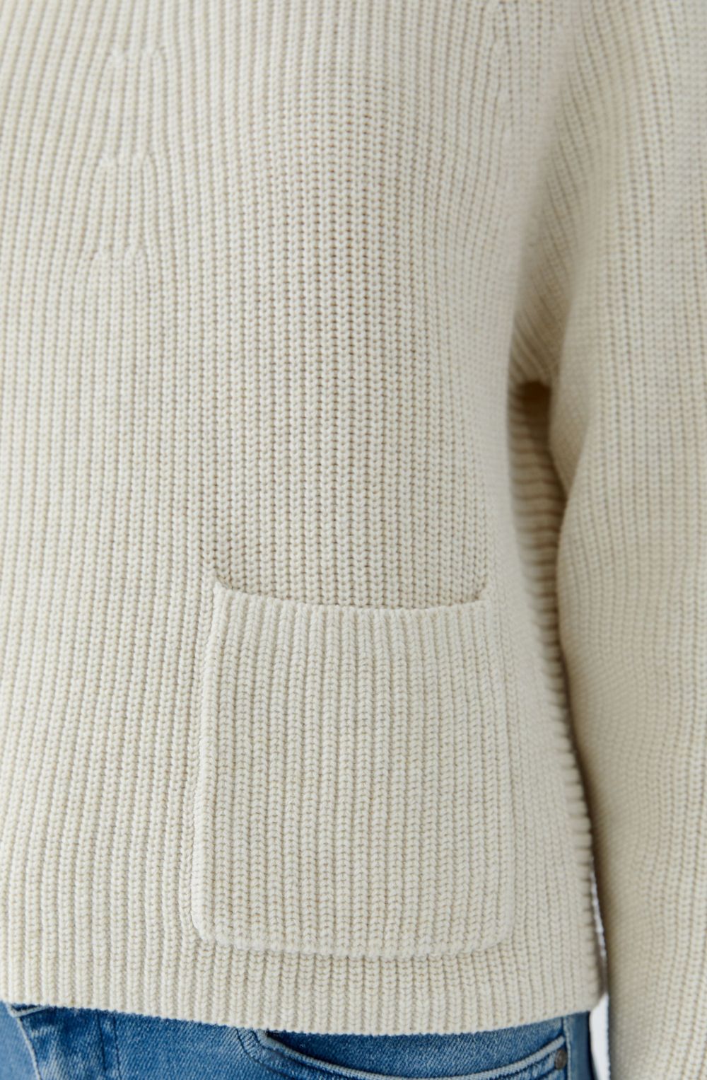 Off-White Stand Up Collar Single Pocket Jumper