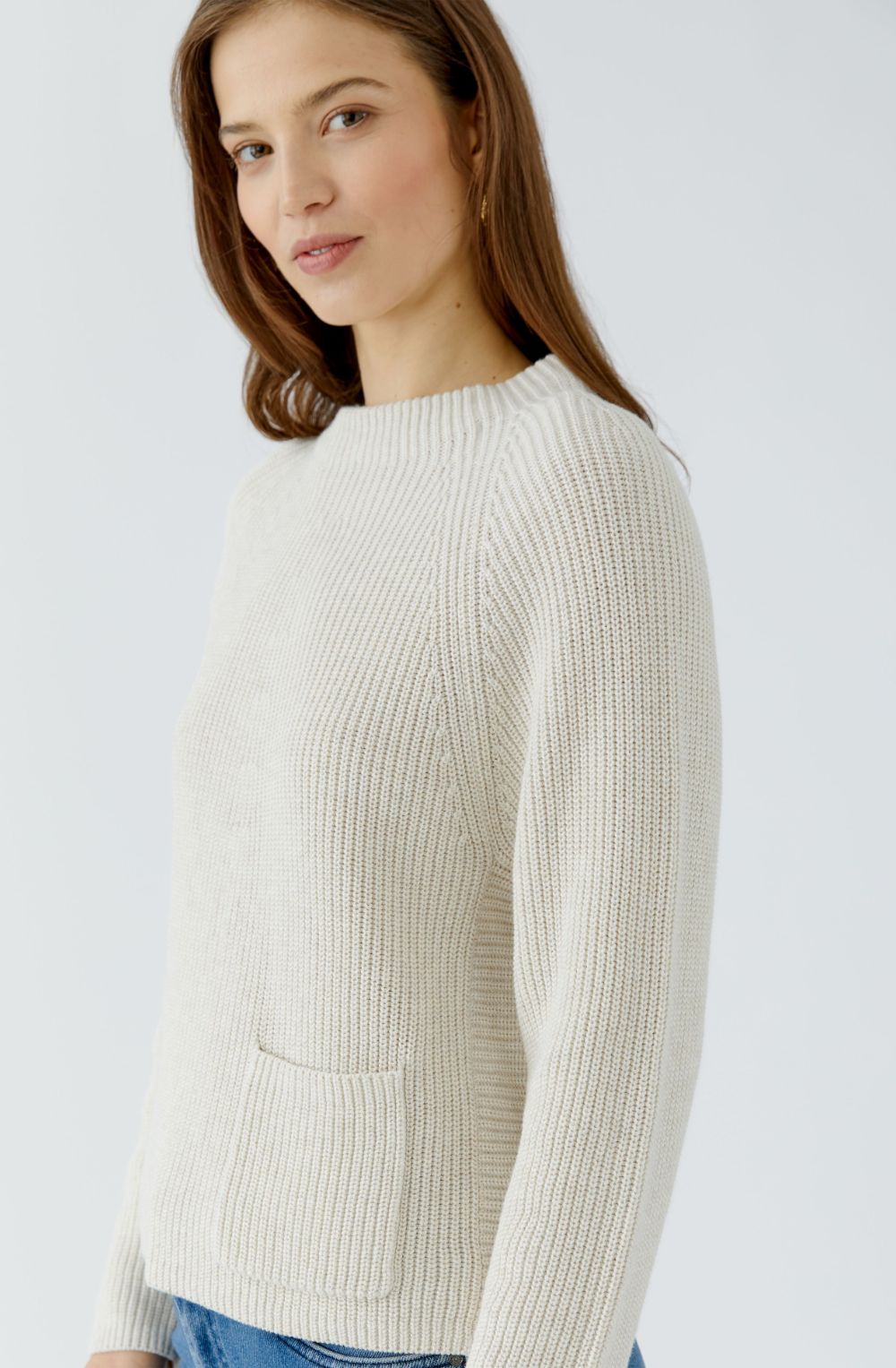 Off-White Stand Up Collar Single Pocket Jumper