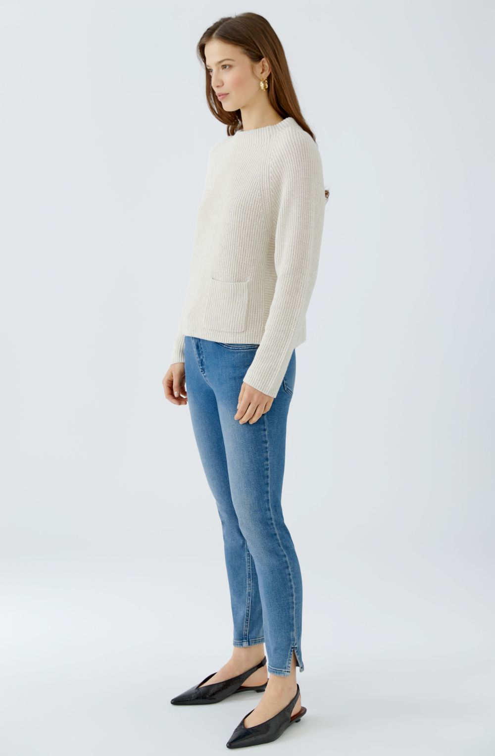 Off-White Stand Up Collar Single Pocket Jumper