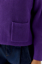 Amaranth Purple Stand Up Collar Single Pocket Jumper