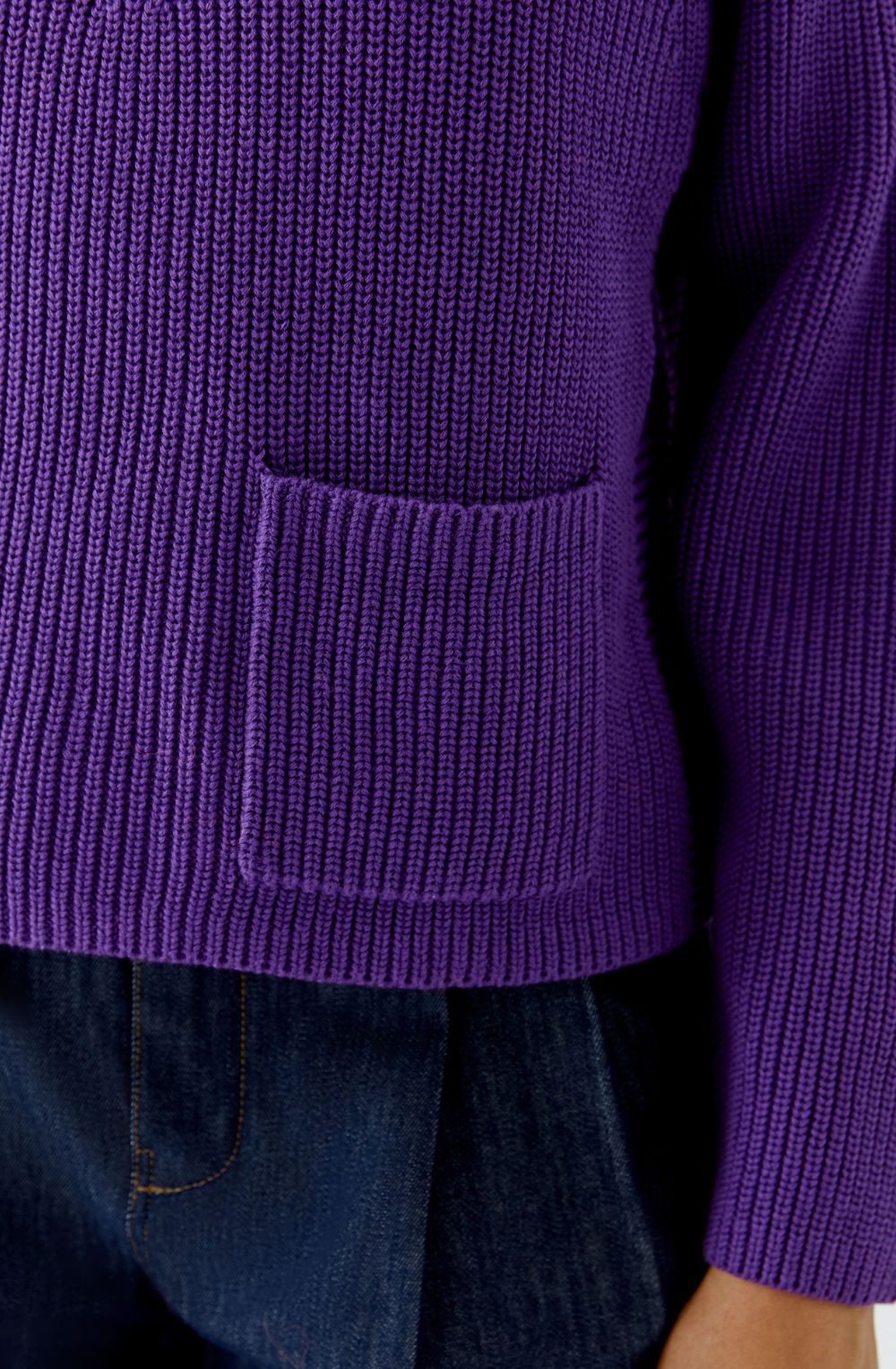 Amaranth Purple Stand Up Collar Single Pocket Jumper
