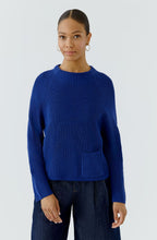 Royal Blue Stand Up Collar Single Pocket Jumper