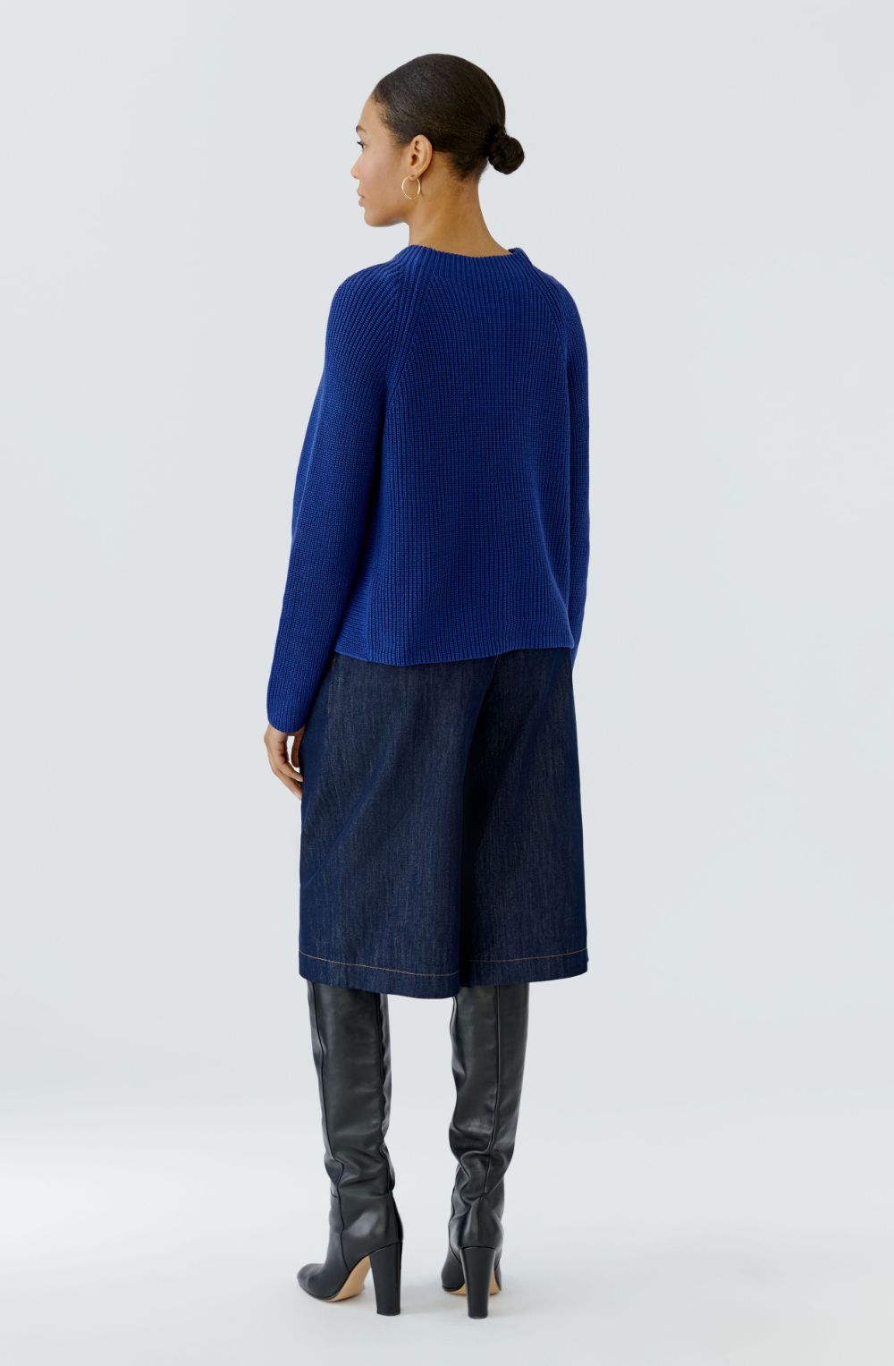 Royal Blue Stand Up Collar Single Pocket Jumper