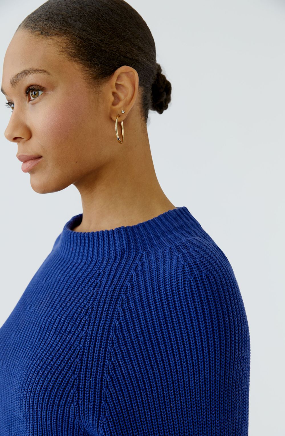 Royal Blue Stand Up Collar Single Pocket Jumper
