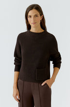 Chocolate Torte Stand Up Collar Single Pocket Jumper