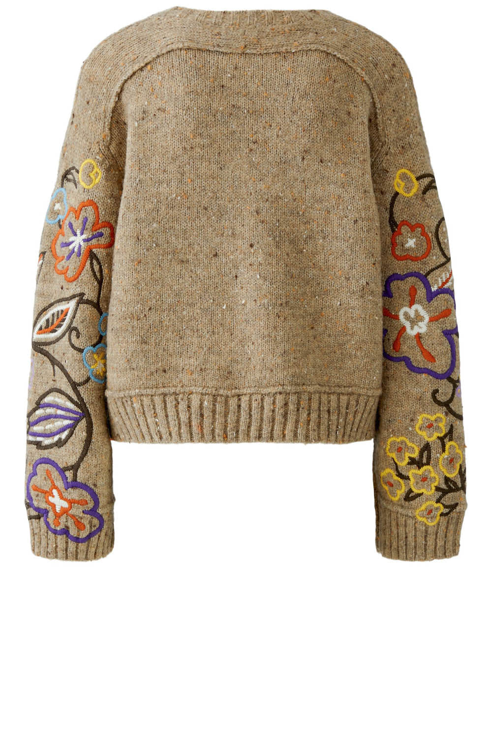 Camel Violet Floral Embroidered Jumper