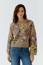 Camel Violet Floral Embroidered Jumper