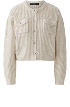 Beige Melange Cardigan Jacket with Faux Fur Collar
