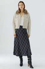 Beige Melange Cardigan Jacket with Faux Fur Collar
