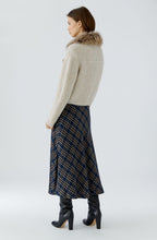 Beige Melange Cardigan Jacket with Faux Fur Collar