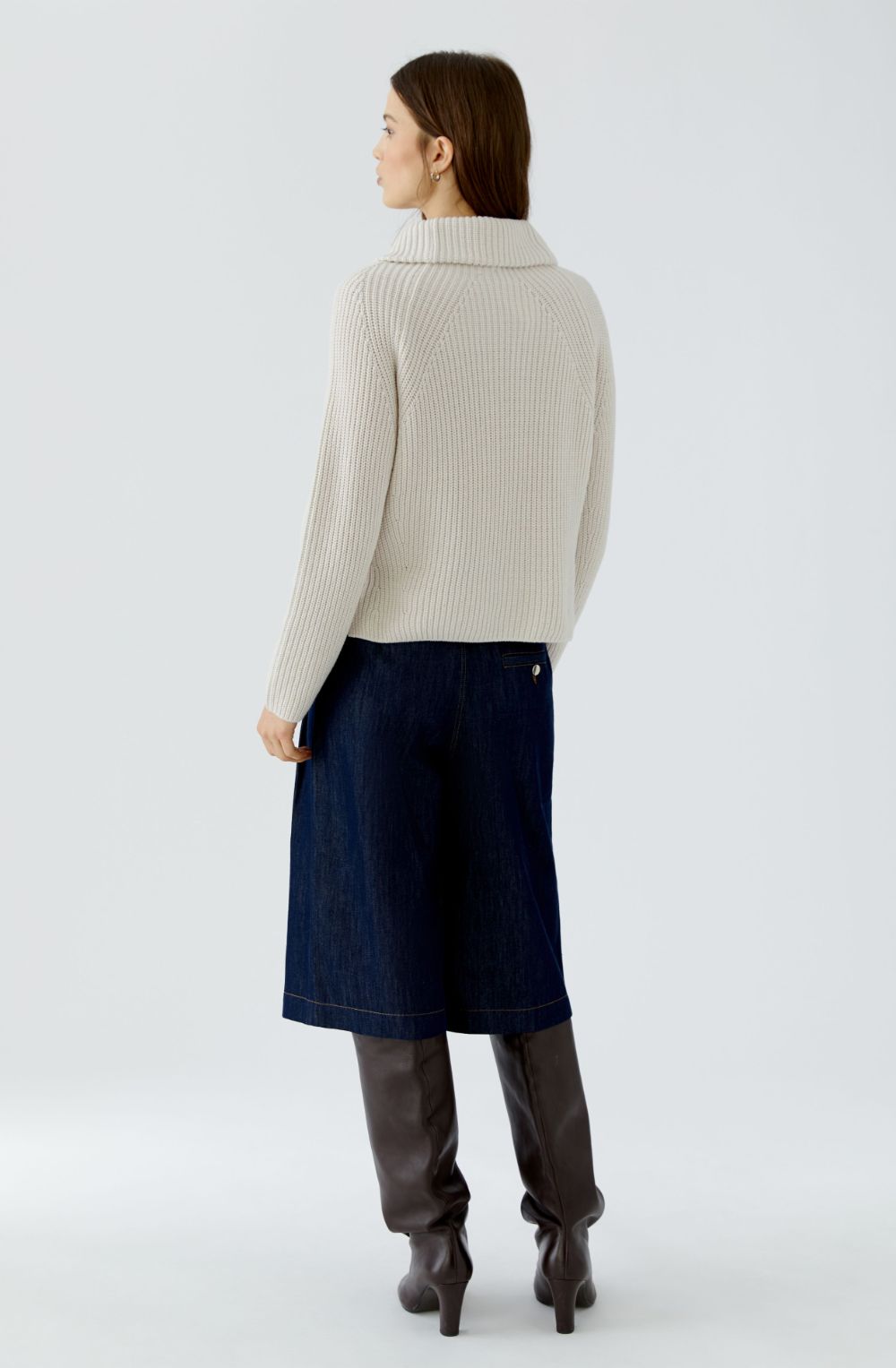 Off-White Ribbed Knit Quarter Zip Jumper