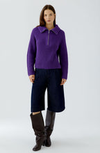 Violet Ribbed Knit Quarter Zip Jumper