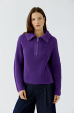 Violet Ribbed Knit Quarter Zip Jumper