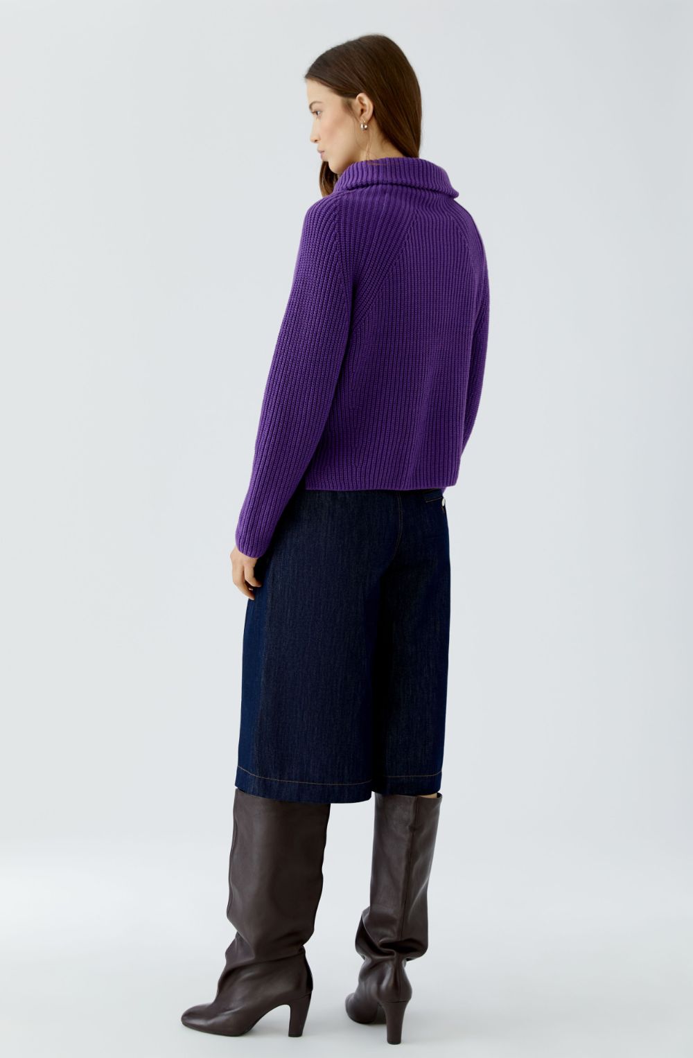 Violet Ribbed Knit Quarter Zip Jumper
