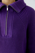 Violet Ribbed Knit Quarter Zip Jumper