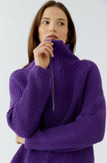 Violet Ribbed Knit Quarter Zip Jumper