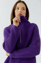Violet Ribbed Knit Quarter Zip Jumper