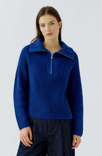 Royal Blue Ribbed Knit Quarter Zip Jumper