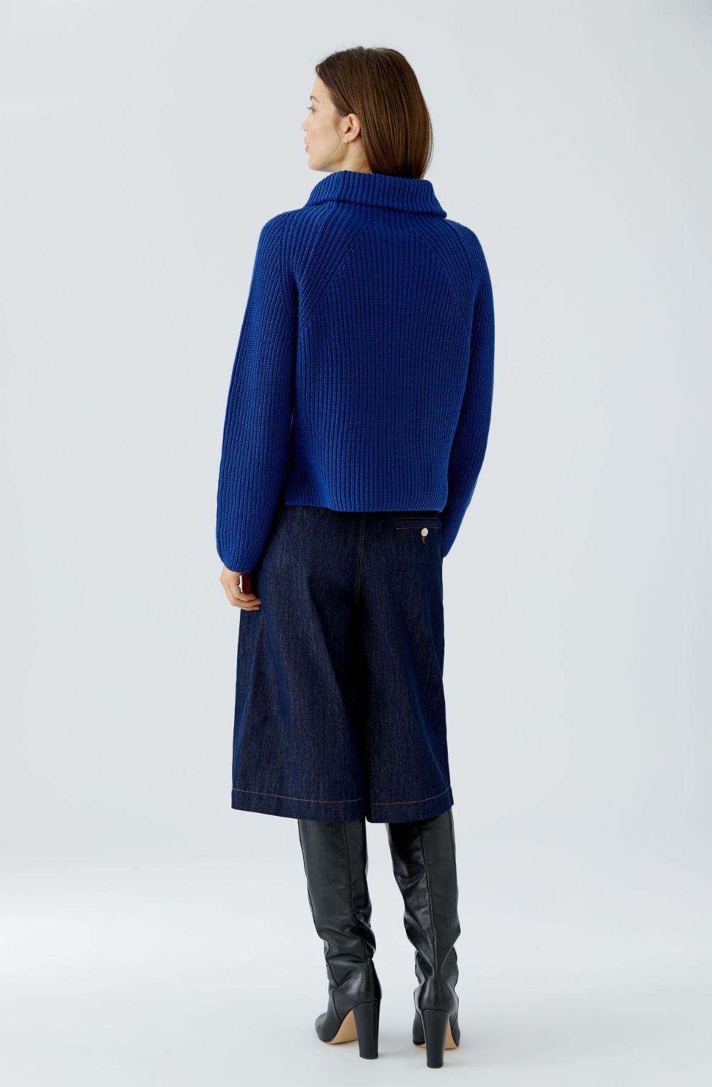 Royal Blue Ribbed Knit Quarter Zip Jumper