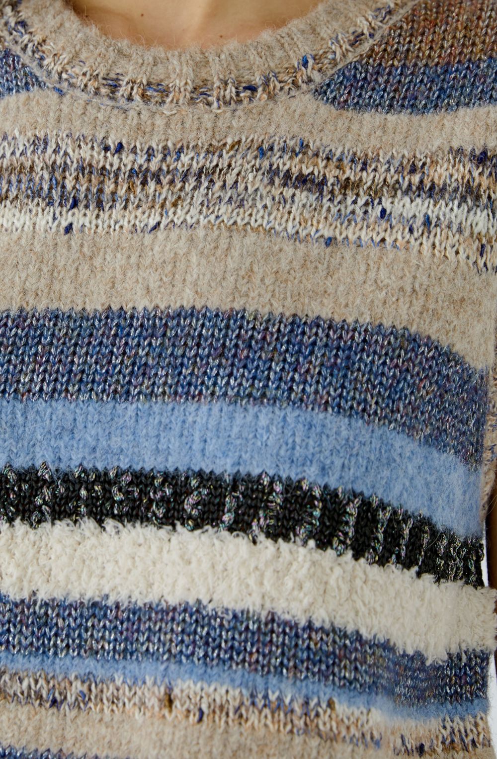 Mixed Striped Metallic Detailed Slipover