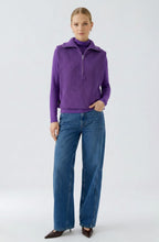 Purple Ribbed Knit Quarter Zip Slipover