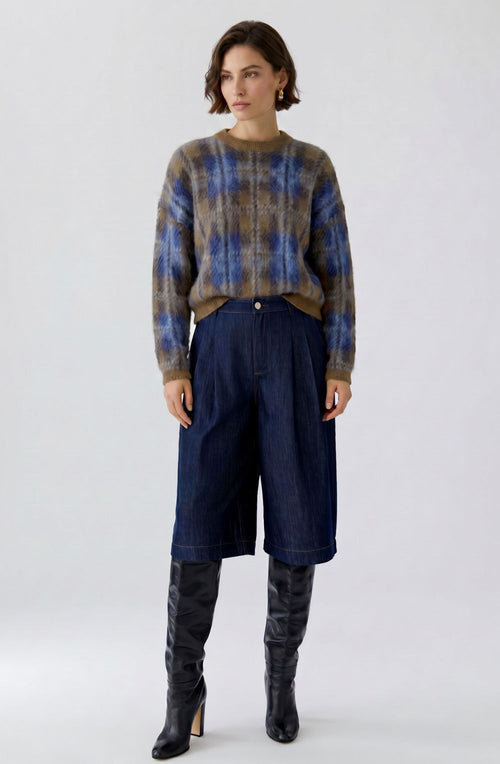 Checked Brushed Knit Jumper