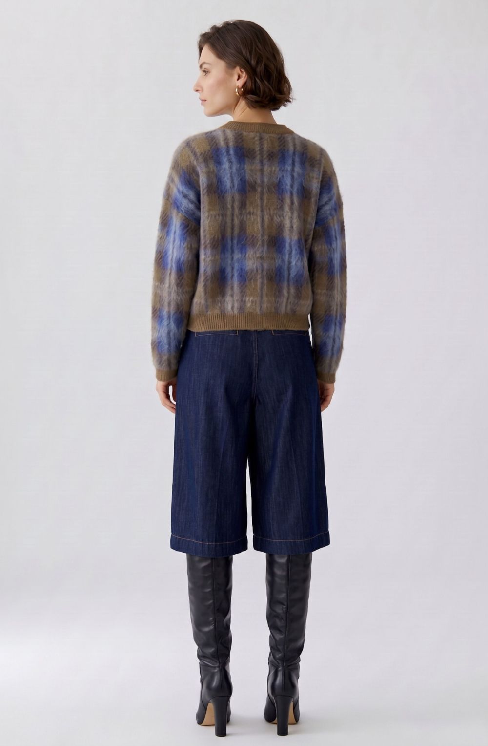 Checked Brushed Knit Jumper
