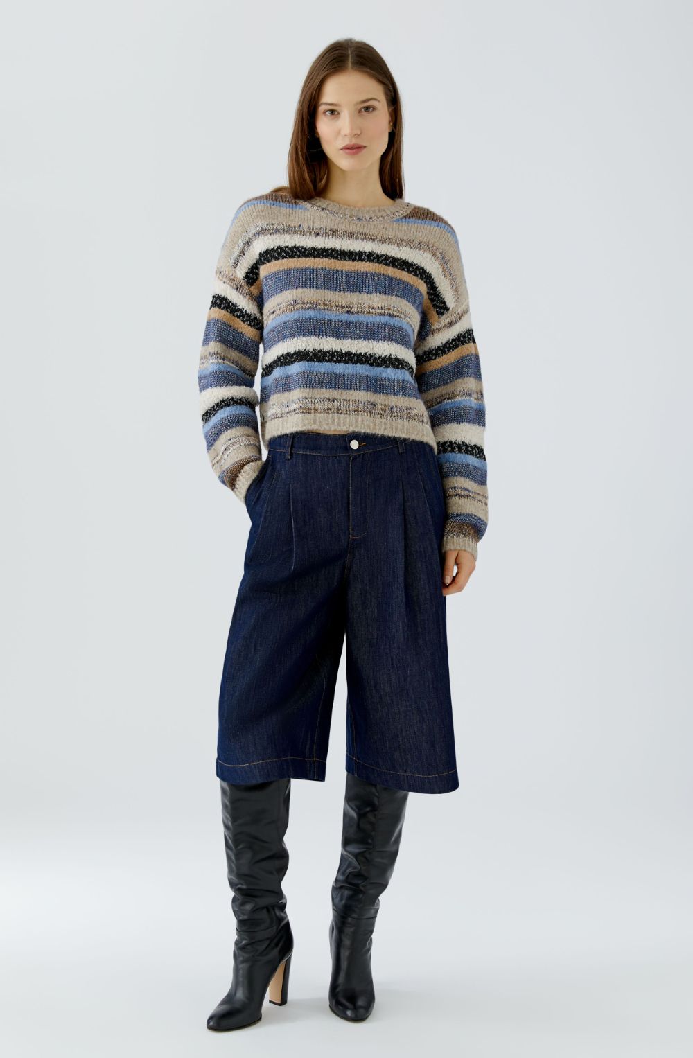 Mixed Striped Metallic Detailed Knit Jumper