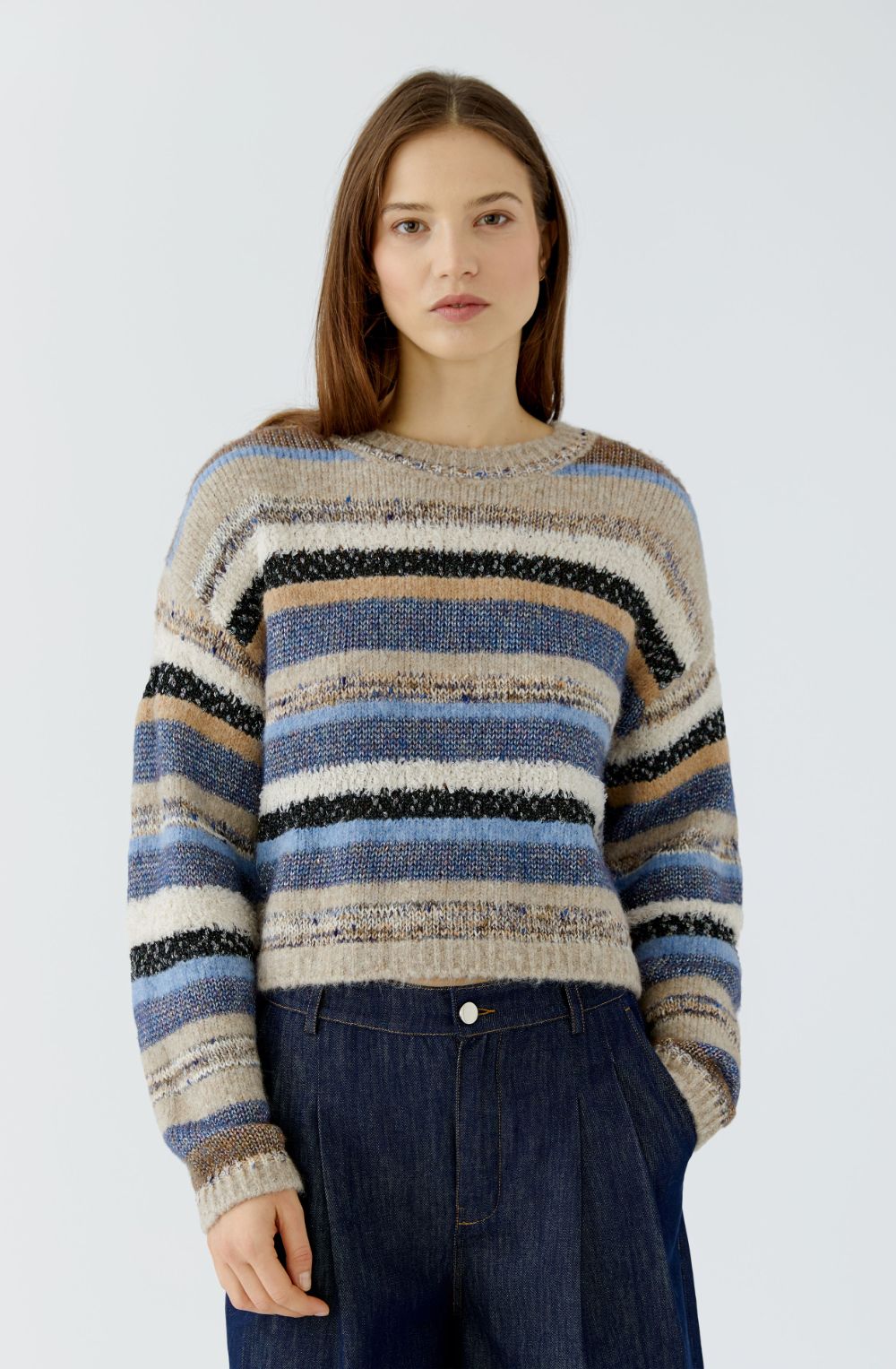 Mixed Striped Metallic Detailed Knit Jumper