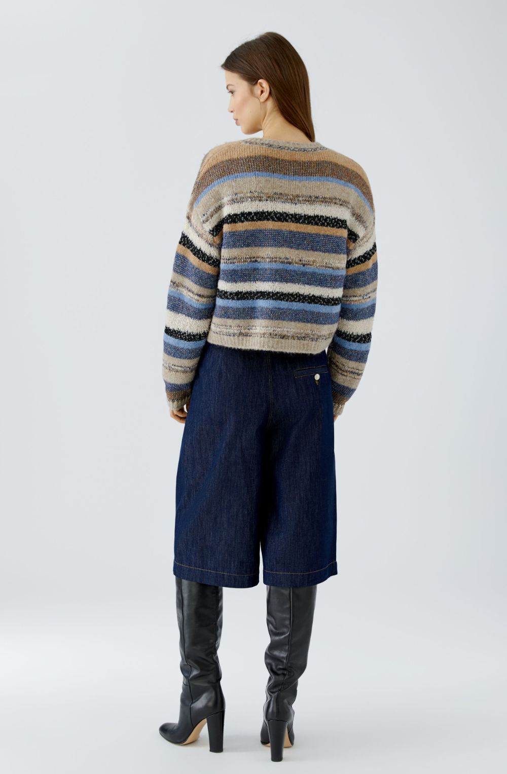 Mixed Striped Metallic Detailed Knit Jumper