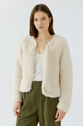 Whitecap Faux Fur Collarless Open Cardigan