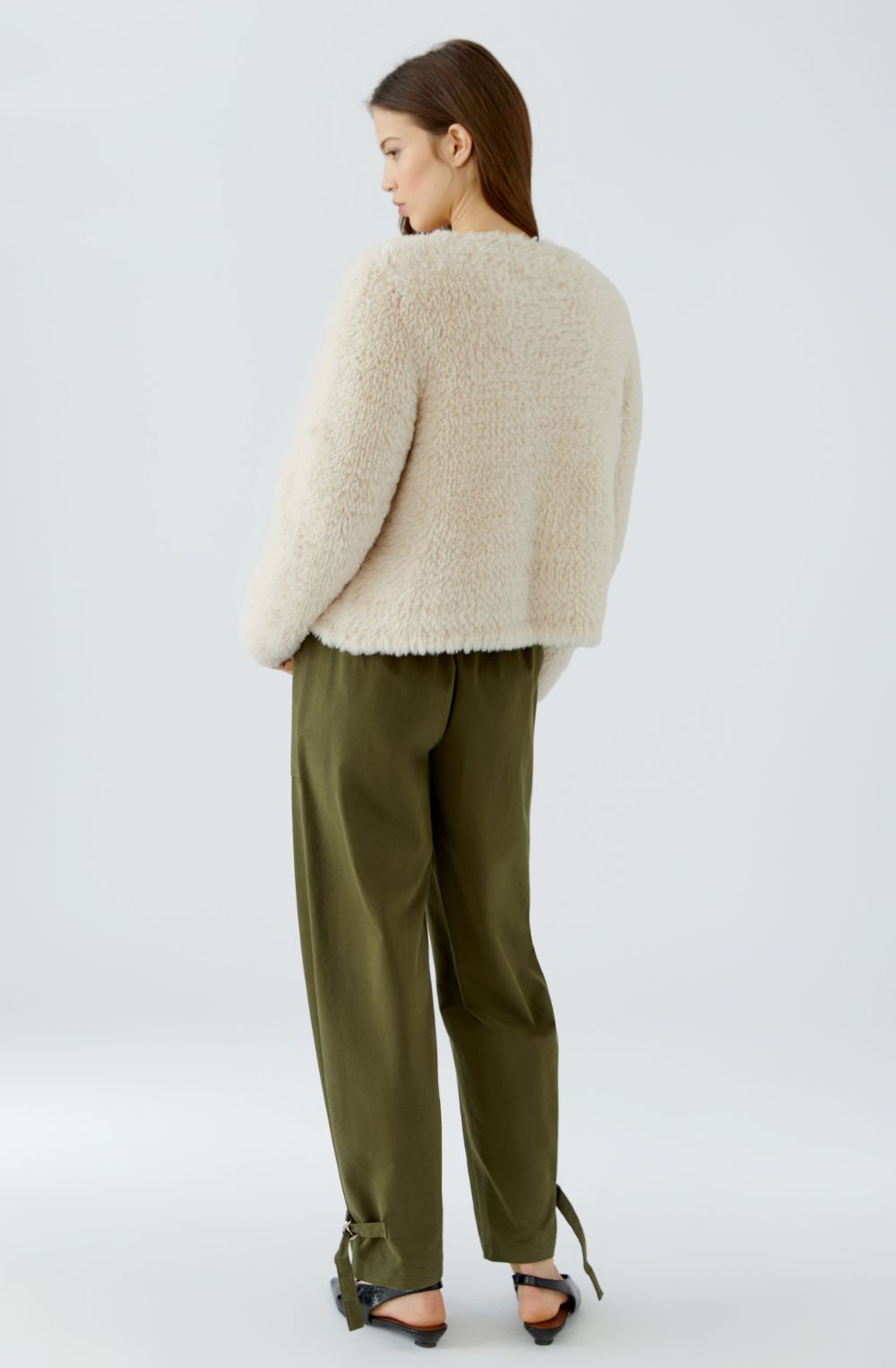 Whitecap Faux Fur Collarless Open Cardigan