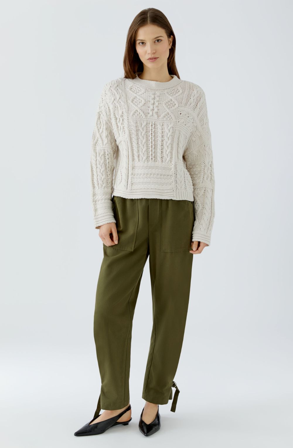 Off White Intricate Cable Knit Jumper