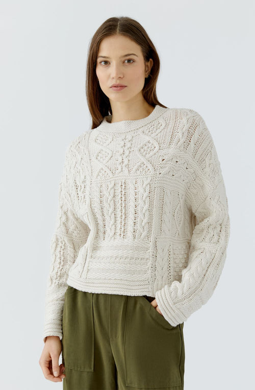 Off White Intricate Cable Knit Jumper